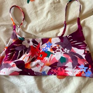 Athleta Square Neck Floral Bikini Top Size Small